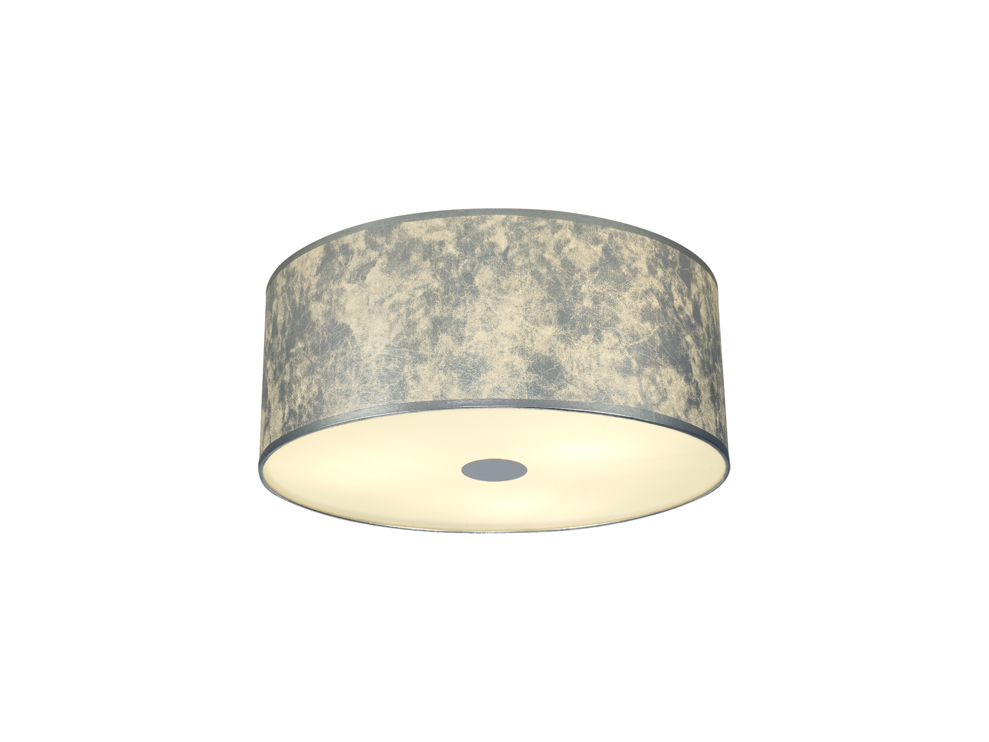 Baymont 50cm, Drop Flush 3 Light Polished Chrome, Silver Leaf, Frosted Diffuser